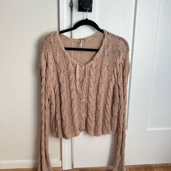 Free People Sweaters - Free People Beige Cable Knit Cardigan size M